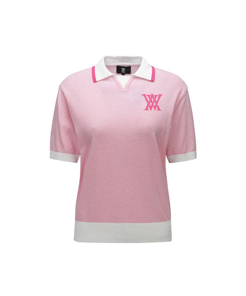 ANEW Golf: Women Chest Big Logo Collar Short Sweater - Light Pink