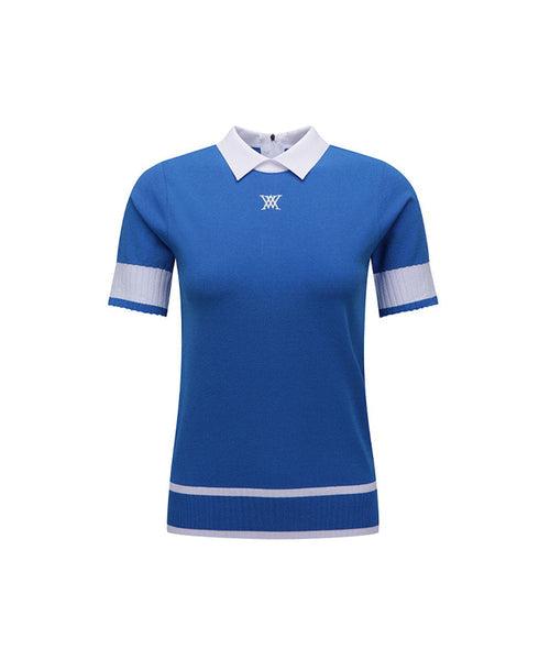 ANEW Golf: Women Back Zipper Point Short Sweater - Blue