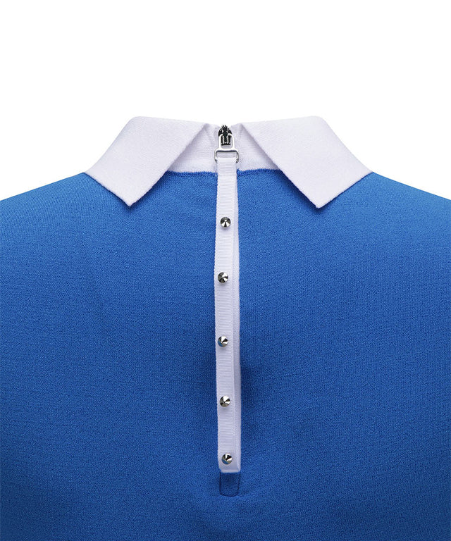 ANEW Golf: Women Back Zipper Point Short Sweater - Blue