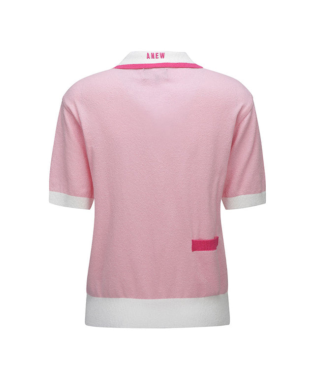 ANEW Golf: Women Chest Big Logo Collar Short Sweater - Light Pink