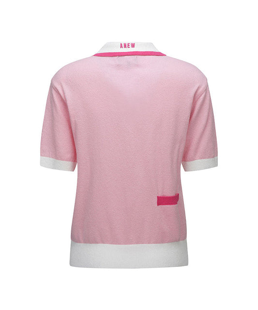 ANEW Golf: Women Chest Big Logo Collar Short Sweater - Light Pink