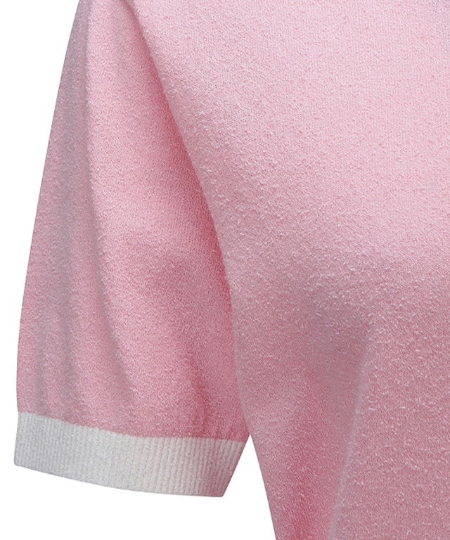 ANEW Golf: Women Chest Big Logo Collar Short Sweater - Light Pink