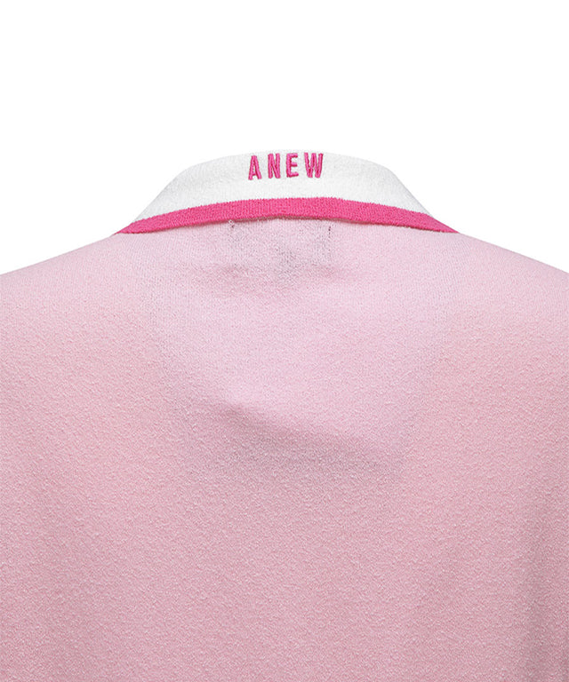 ANEW Golf: Women Chest Big Logo Collar Short Sweater - Light Pink
